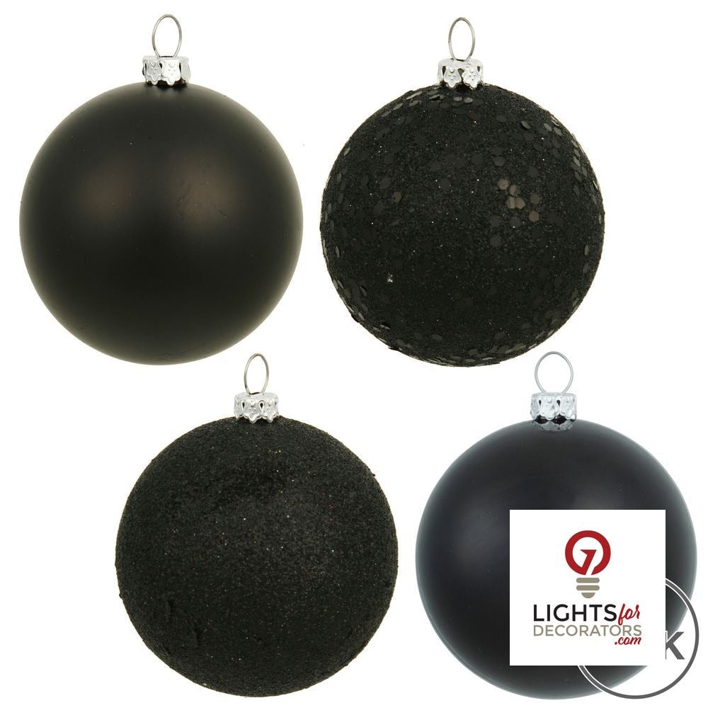 2.75" 4-Finish Shatterproof Ball Ornament Set - Black - Set of 20 Black – Box of 24 — view 2