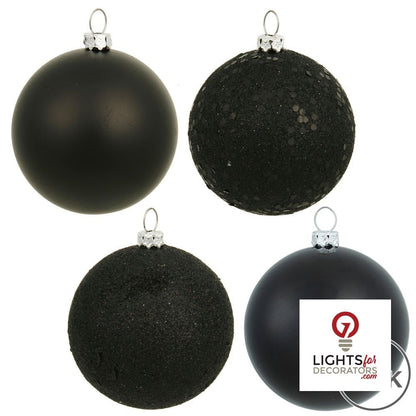 2.75" 4-Finish Shatterproof Ball Ornament Set - Black - Set of 20 Black – Box of 24 — view 2