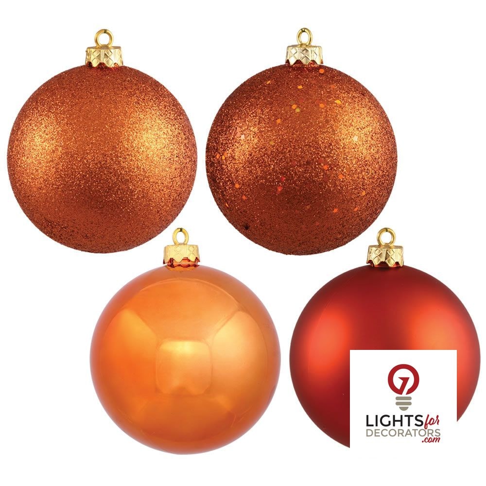 2.75" 4-Finish Shatterproof Ball Ornament Set - Burnished Orange - Set of 20 Burnished Orange – Box of 24 — view 1