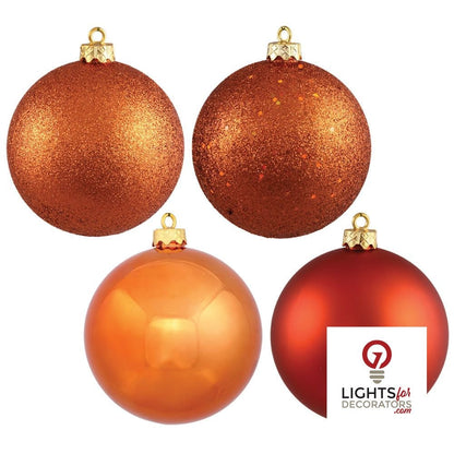 2.75" 4-Finish Shatterproof Ball Ornament Set - Burnished Orange - Set of 20 Burnished Orange – Box of 24 — view 1