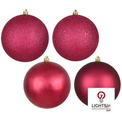 2.75" 4-Finish Shatterproof Ball Ornament Set - Berry Red - Set of 20 Berry Red – Box of 24 — view 1