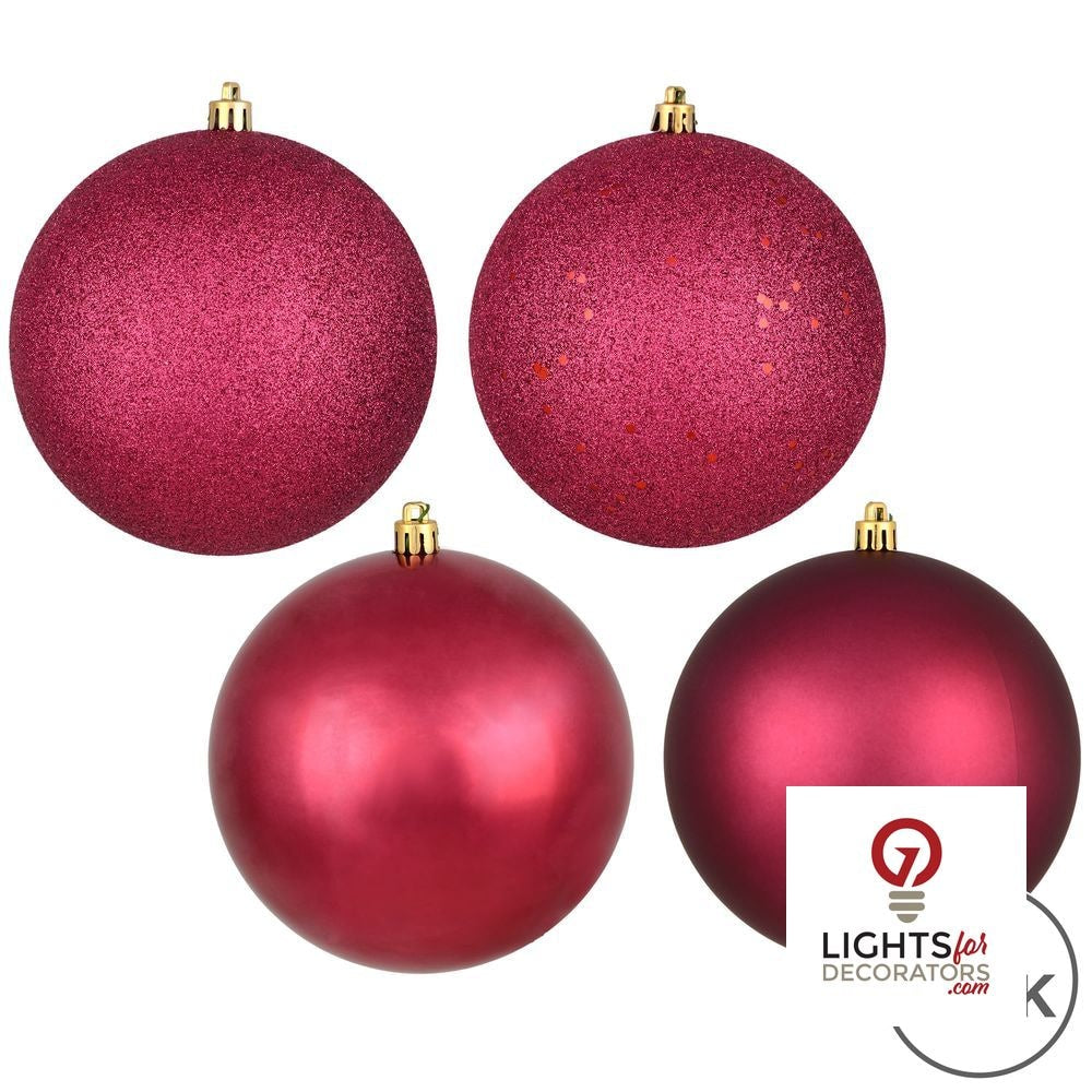 2.75" 4-Finish Shatterproof Ball Ornament Set - Berry Red - Set of 20 Berry Red – Box of 24 — view 2