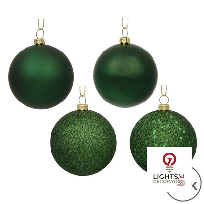 2.75" 4-Finish Shatterproof Ball Ornament Set - Emerald - Set of 20 Emerald – Box of 20 — view 2