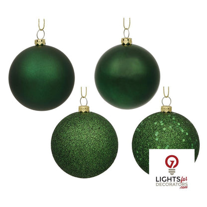 2.75" 4-Finish Shatterproof Ball Ornament Set - Emerald - Set of 20 Emerald – Box of 20 — view 3
