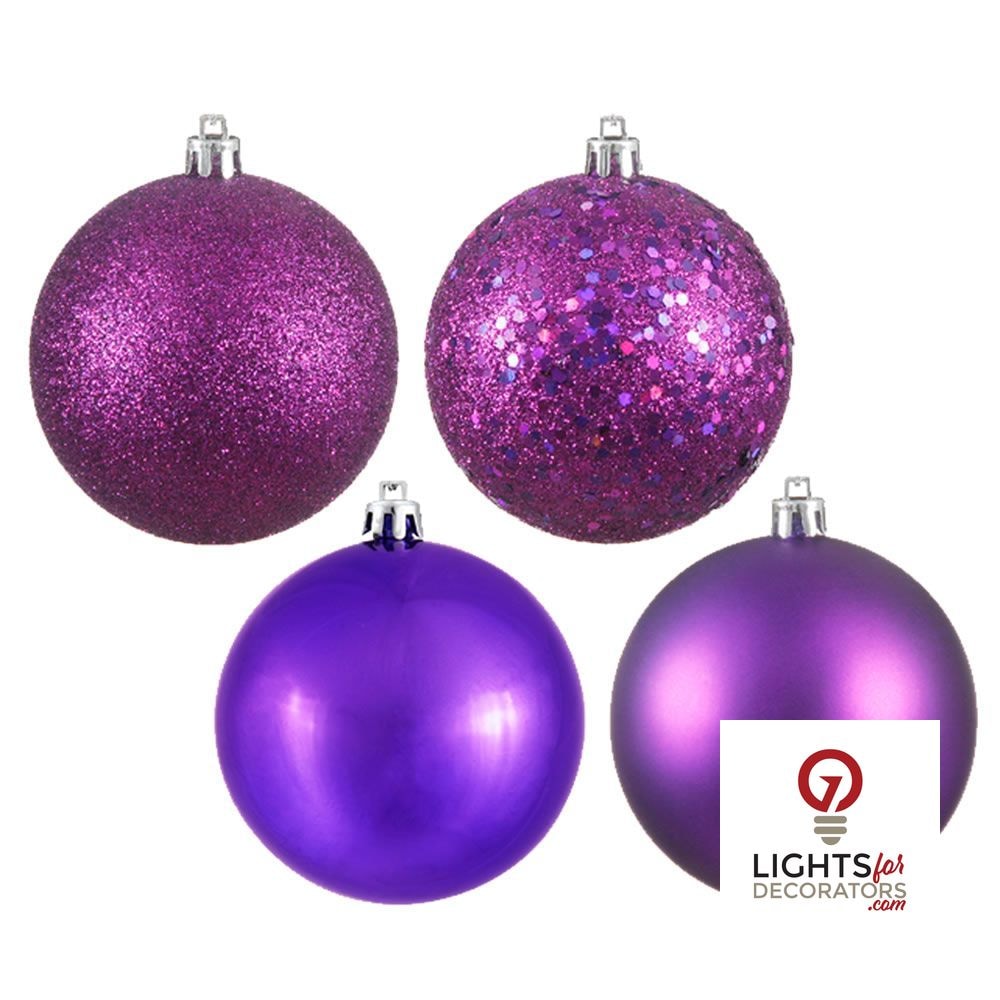 2.75" 4-Finish Shatterproof Ball Ornament Set - Plum - Set of 20 Plum – Box of 24 — view 1