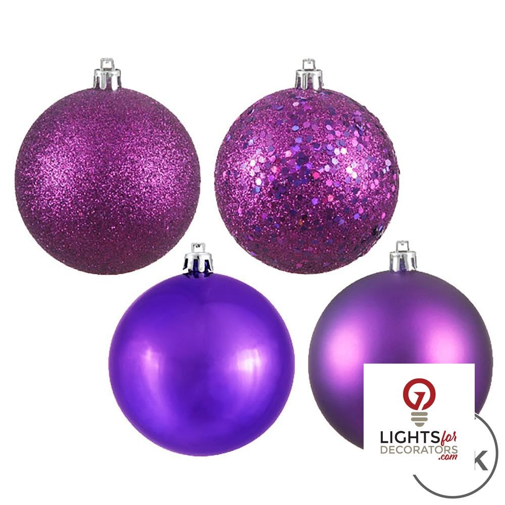 2.75" 4-Finish Shatterproof Ball Ornament Set - Plum - Set of 20 Plum – Box of 24 — view 2