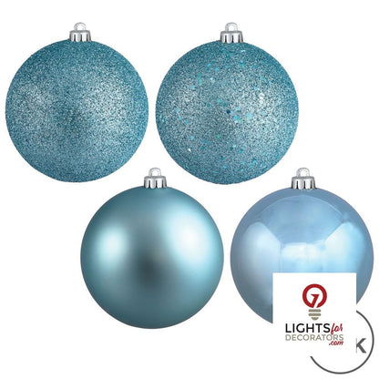 2.75" 4-Finish Shatterproof Ball Ornament Set - Baby Blue - Set of 20 Baby Blue – Box of 24 — view 2