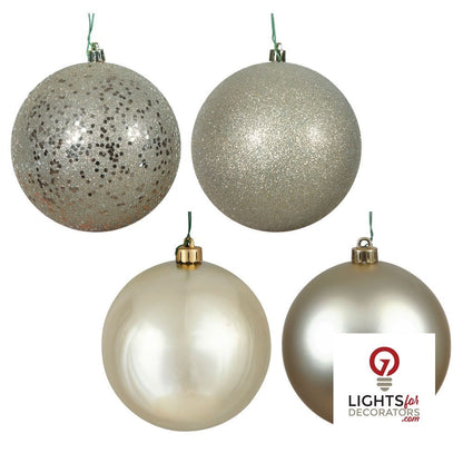 2.75" 4-Finish Shatterproof Ball Ornament Set - Champagne - Set of 20 Champagne – Box of 20 — view 1