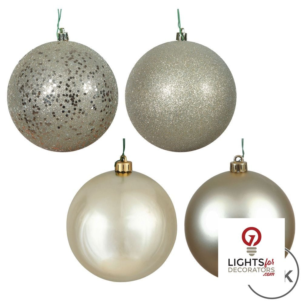2.75" 4-Finish Shatterproof Ball Ornament Set - Champagne - Set of 20 Champagne – Box of 20 — view 2