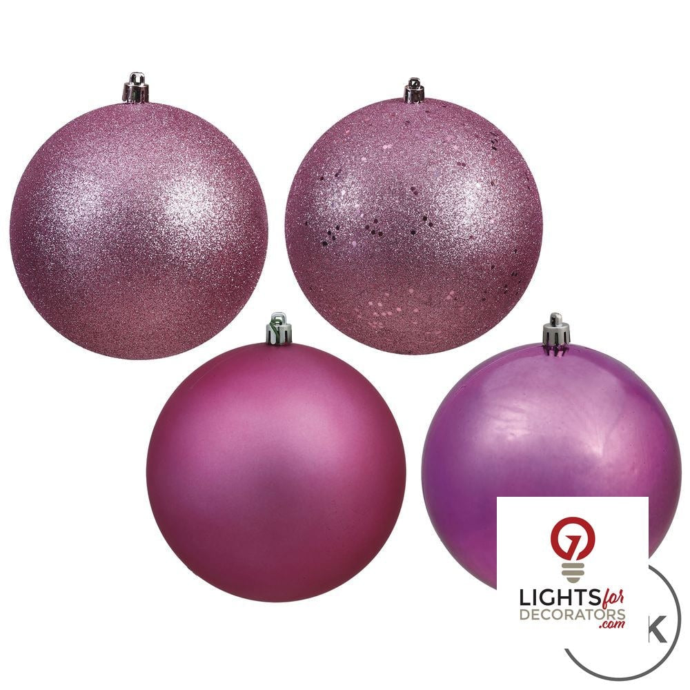 2.75" 4-Finish Shatterproof Ball Ornament Set - Mauve - Set of 20 Mauve – Box of 24 — view 2