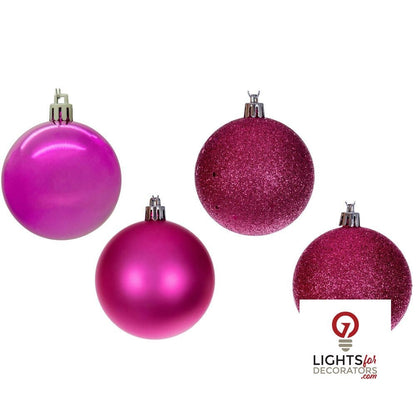 2.75" 4-Finish Shatterproof Ball Ornament Set - Hot Pink - Set of 20 Hot Pink – Box of 24 — view 1