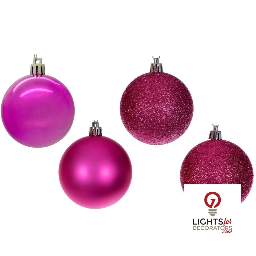2.75" 4-Finish Shatterproof Ball Ornament Set - Hot Pink - Set of 20 Hot Pink – Box of 20 — view 1
