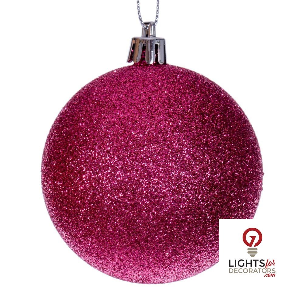 2.75" 4-Finish Shatterproof Ball Ornament Set - Hot Pink - Set of 20 Hot Pink – Box of 20 — view 3