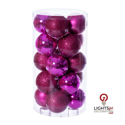 2.75" 4-Finish Shatterproof Ball Ornament Set - Hot Pink - Set of 20 Hot Pink – Box of 24 — view 4