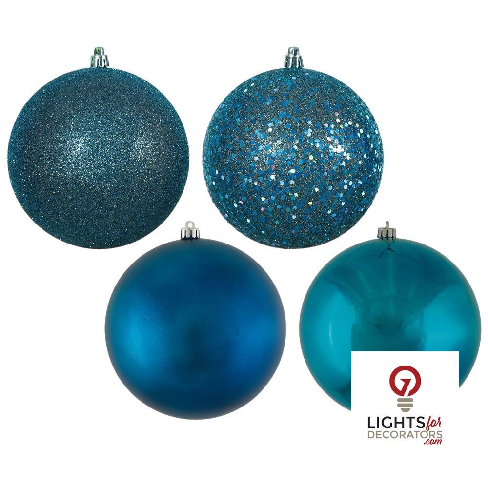 2.75" 4-Finish Shatterproof Ball Ornament Set - Sea Blue - Set of 20 Sea Blue – Box of 24 — view 1