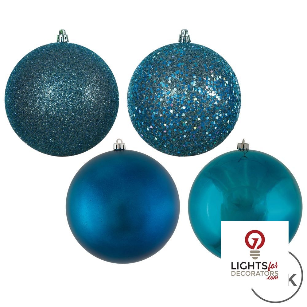2.75" 4-Finish Shatterproof Ball Ornament Set - Sea Blue - Set of 20 Sea Blue – Box of 20 — view 2
