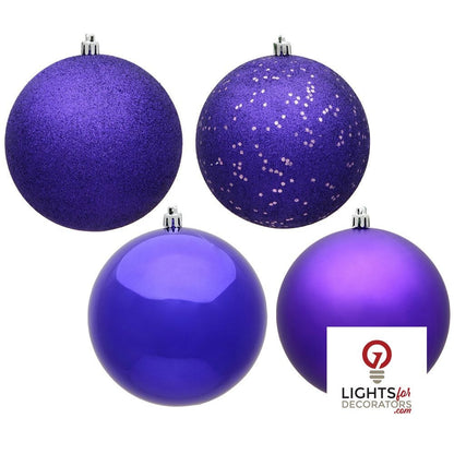 2.75" 4-Finish Shatterproof Ball Ornament Set - Purple - Set of 20 Purple – Box of 20 — view 1