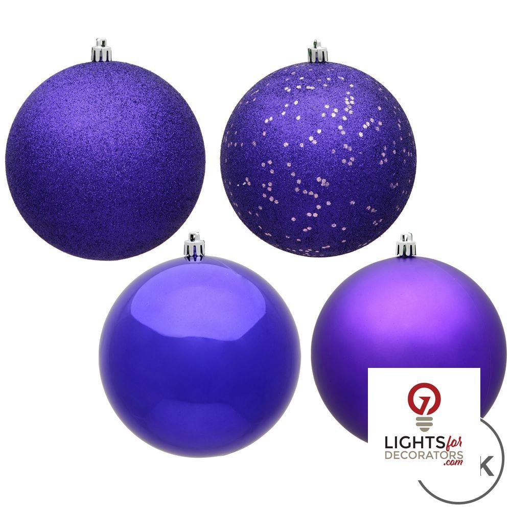 2.75" 4-Finish Shatterproof Ball Ornament Set - Purple - Set of 20 Purple – Box of 24 — view 2