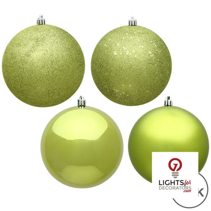2.75" 4-Finish Shatterproof Ball Ornament Set - Lime - Set of 20 Lime – Box of 24 — view 2