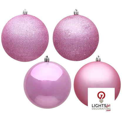 2.75" 4-Finish Shatterproof Ball Ornament Set - Pink - Set of 20 Pink – Box of 24 — view 1