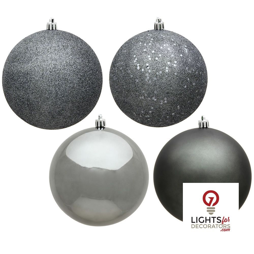 2.75" 4-Finish Shatterproof Ball Ornament Set - Pewter - Set of 20 Pewter – Box of 20 — view 1