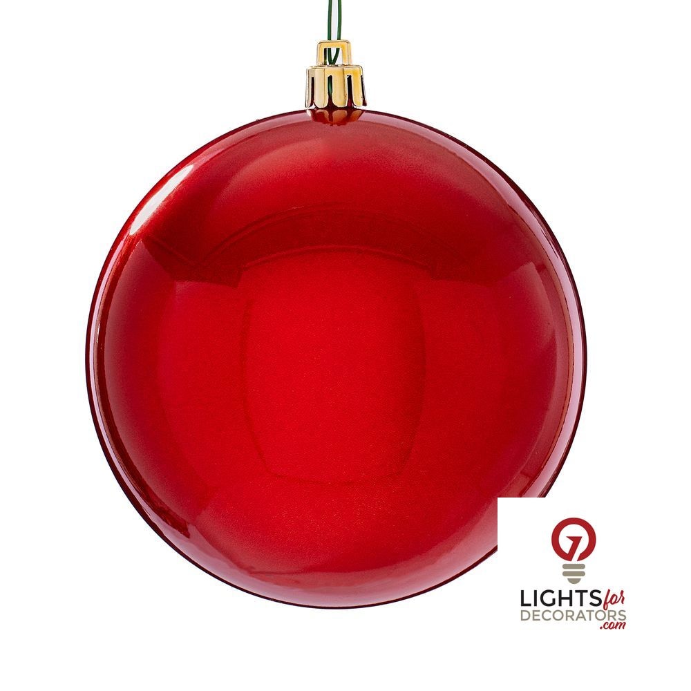 4" Shatterproof Ball Ornament - Red - Shiny - UV Treated - Set of 6 4" (Set of 6)- Candy (UV) – Bag of 6 — view 1