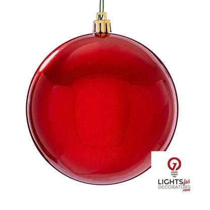 4" Shatterproof Ball Ornament - Red - Candy - UV Treated - Bag of 6 4" (Set of 6)- Candy (UV) — view 1