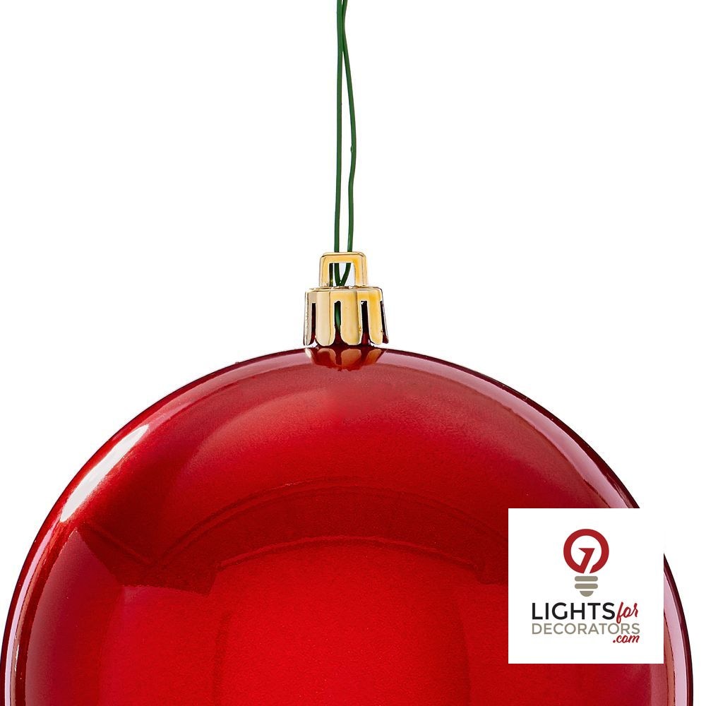 4" Shatterproof Ball Ornament - Red - Shiny - UV Treated - Set of 6 4" (Set of 6)- Candy (UV) – Bag of 6 — view 2