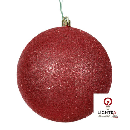 4" Shatterproof Ball Ornament - Red - Glitter - Bag of 6 4" (Set of 6)- Glitter — view 1