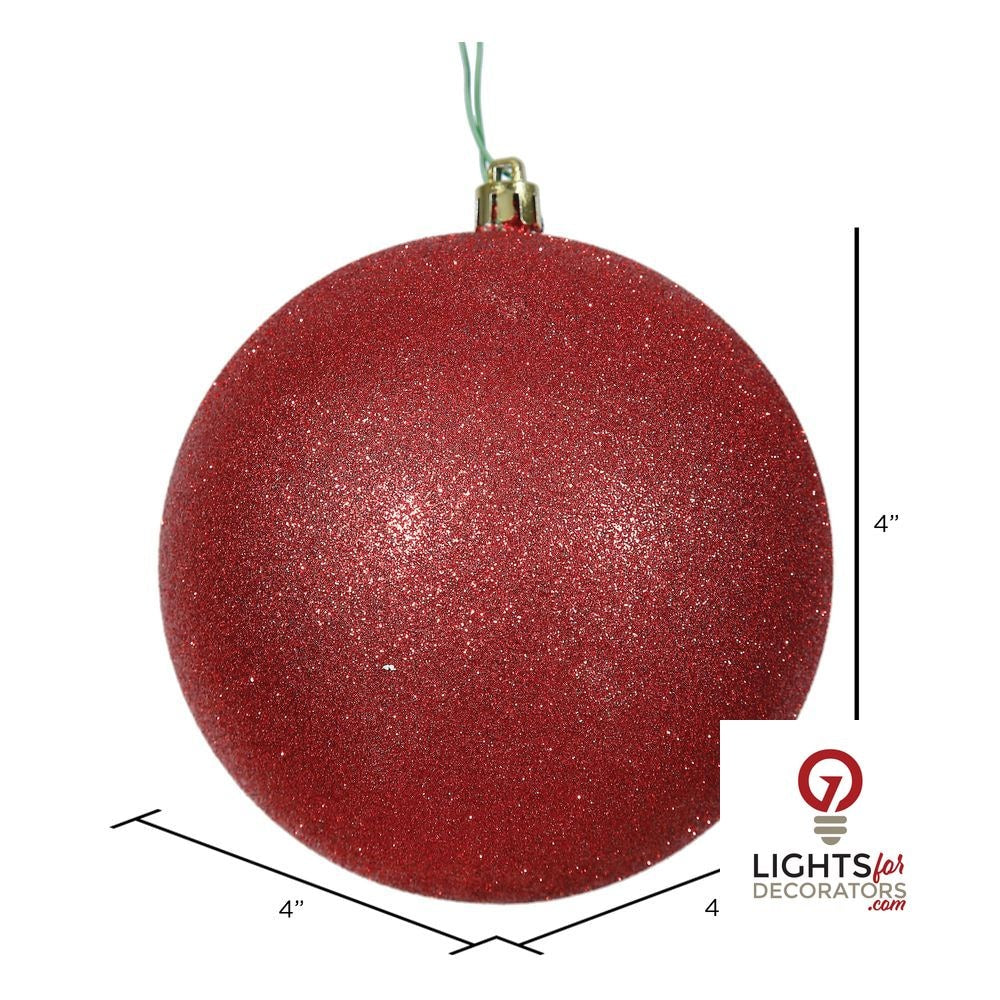 4" Shatterproof Ball Ornament - Red - Sequin - Set of 6 4" (Set of 6)- Glitter – Bag of 6 — view 2