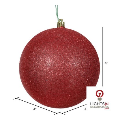 4" Shatterproof Ball Ornament - Red - Sequin - Set of 6 4" (Set of 6)- Glitter – Bag of 6 — view 2