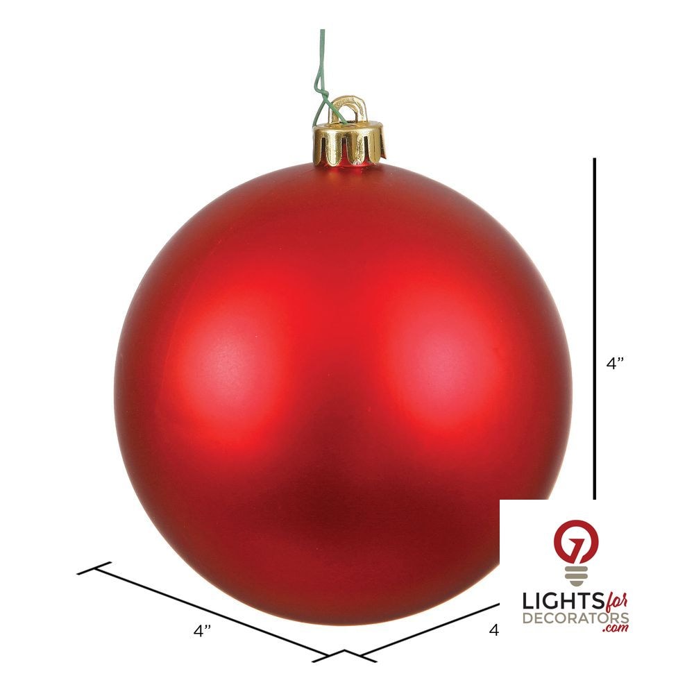 4" Shatterproof Ball Ornament - Red - Candy - UV Treated - Set of 4 4" (Set of 6)- Matte (UV) – Bag of 6 — view 2