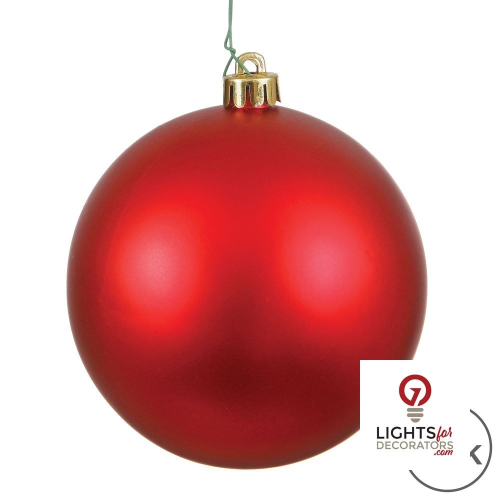 4" Shatterproof Ball Ornament - Red - Candy - UV Treated - Set of 4 4" (Set of 6)- Matte (UV) – Bag of 6 — view 3