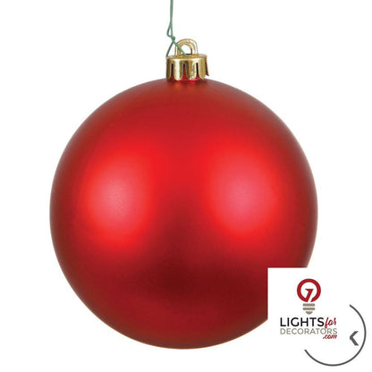 4" Shatterproof Ball Ornament - Red - Matte - UV Treated - Bag of 6 4" (Set of 6)- Matte (UV) — view 3