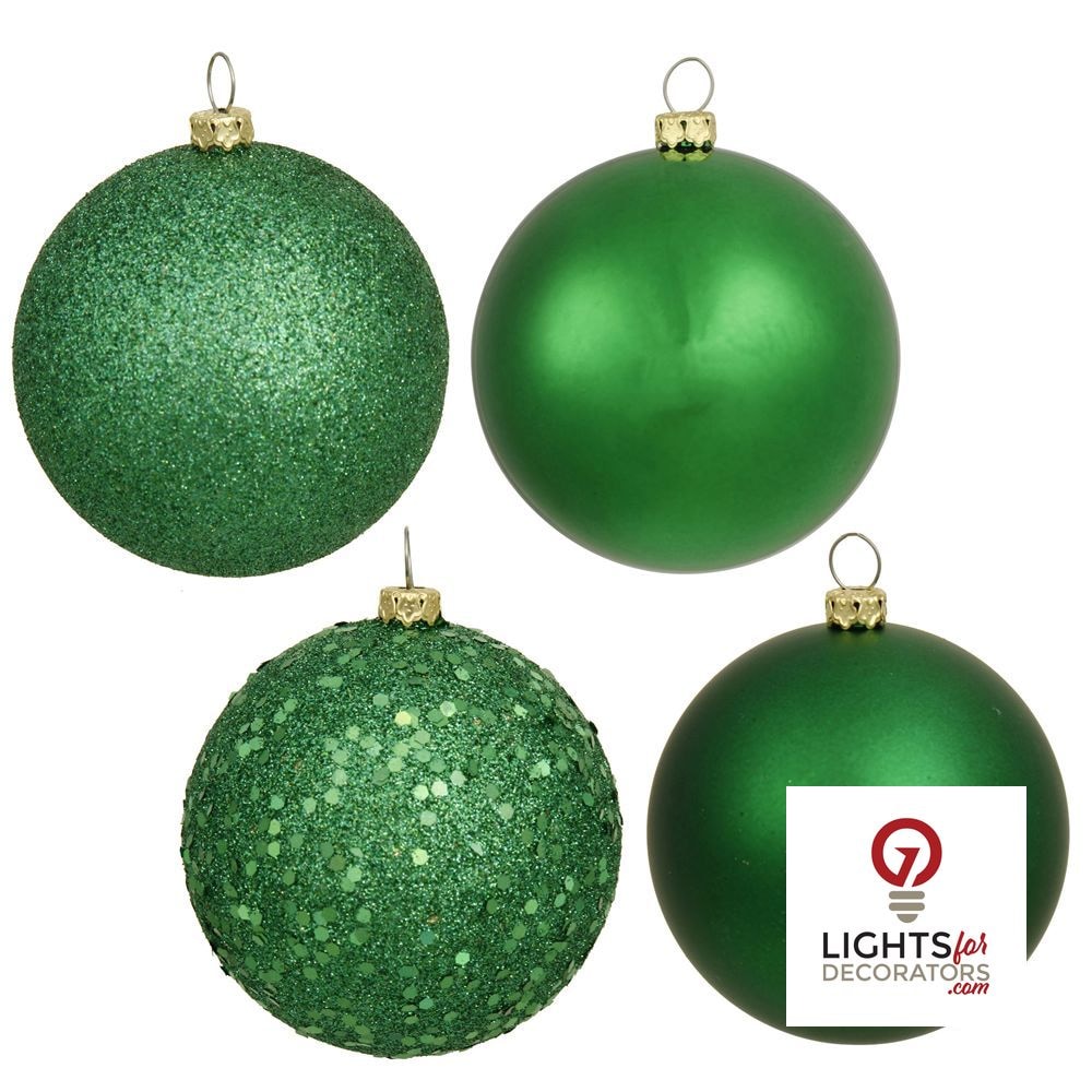 4" 4-Finish Shatterproof Ball Ornament Set - Green Green – Bag of 6 — view 1