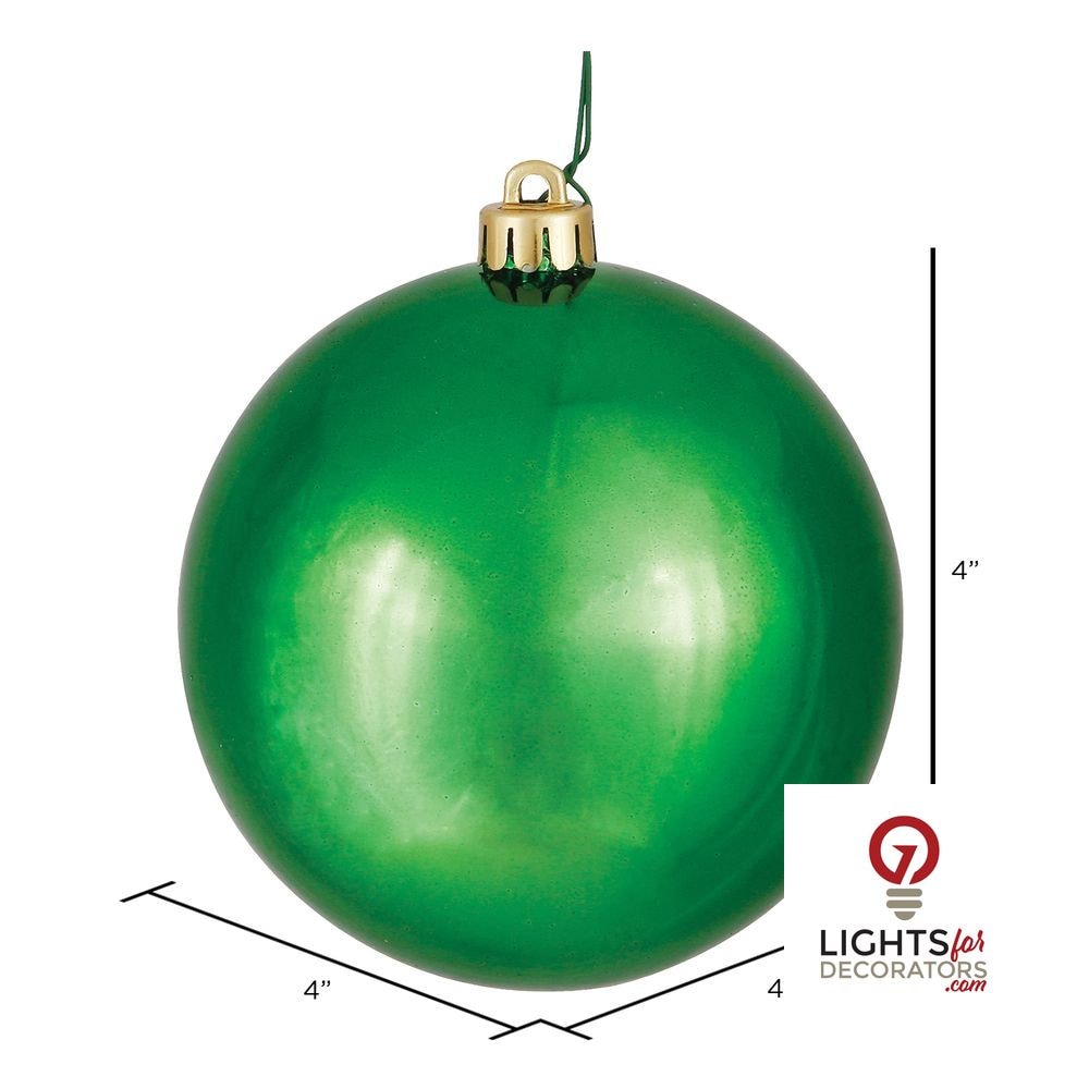 4" Shatterproof Ball Ornament - Green - Matte - UV Treated - Set of 4 4" (Set of 6)- Shiny (UV) – Bag of 6 — view 2