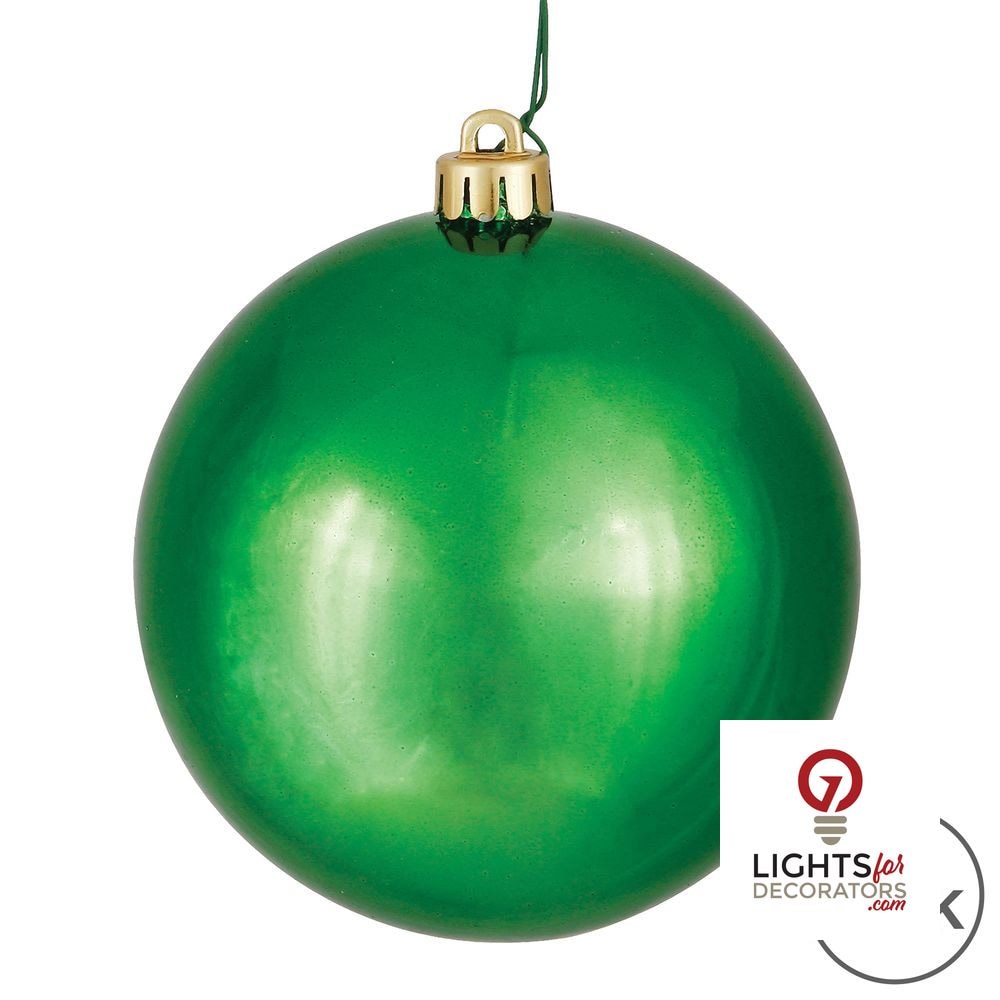 4" Shatterproof Ball Ornament - Green - Shiny - UV Treated - Bag of 6 4" (Set of 6)- Shiny (UV) — view 3