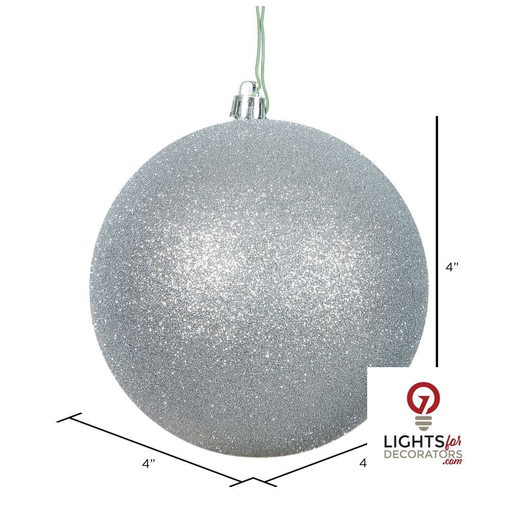 4" Shatterproof Ball Ornament - Silver - Candy - UV Treated - Set of 4 4" (Set of 6)- Glitter – Bag of 6 — view 2