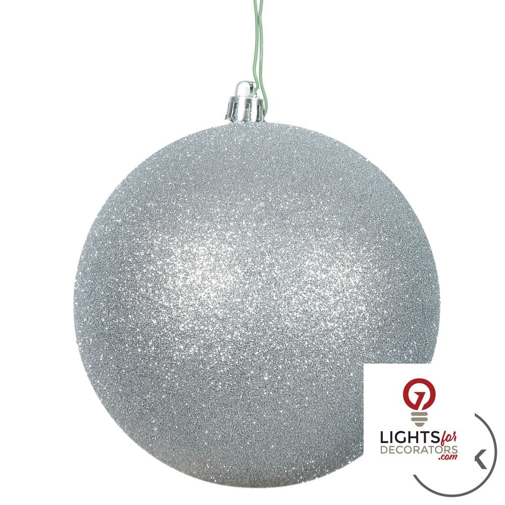 4" Shatterproof Ball Ornament - Silver - Candy - UV Treated - Set of 4 4" (Set of 6)- Glitter – Bag of 6 — view 3