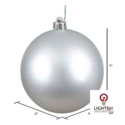 4" Shatterproof Ball Ornament - Silver - Glitter - Set of 4 4" (Set of 6)- Matte (UV) – Bag of 6 — view 2