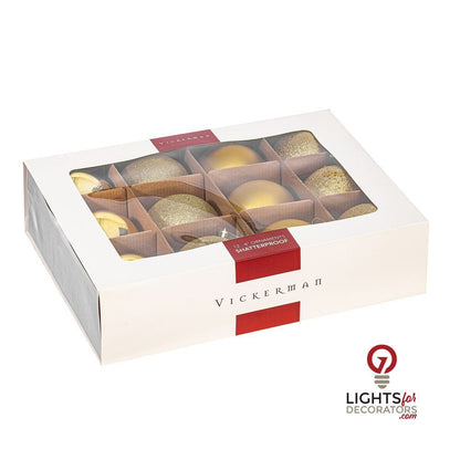 4" 4-Finish Shatterproof Ball Ornament Set - Gold — alternate view
