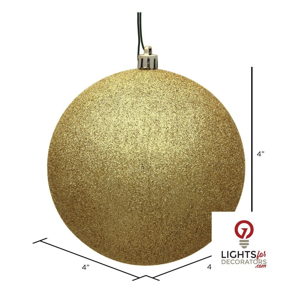 4" Shatterproof Ball Ornament - Gold - Sequin - Set of 6 — alternate view
