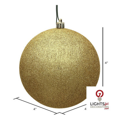 4" Shatterproof Ball Ornament - Gold - Sequin - Set of 6 — alternate view