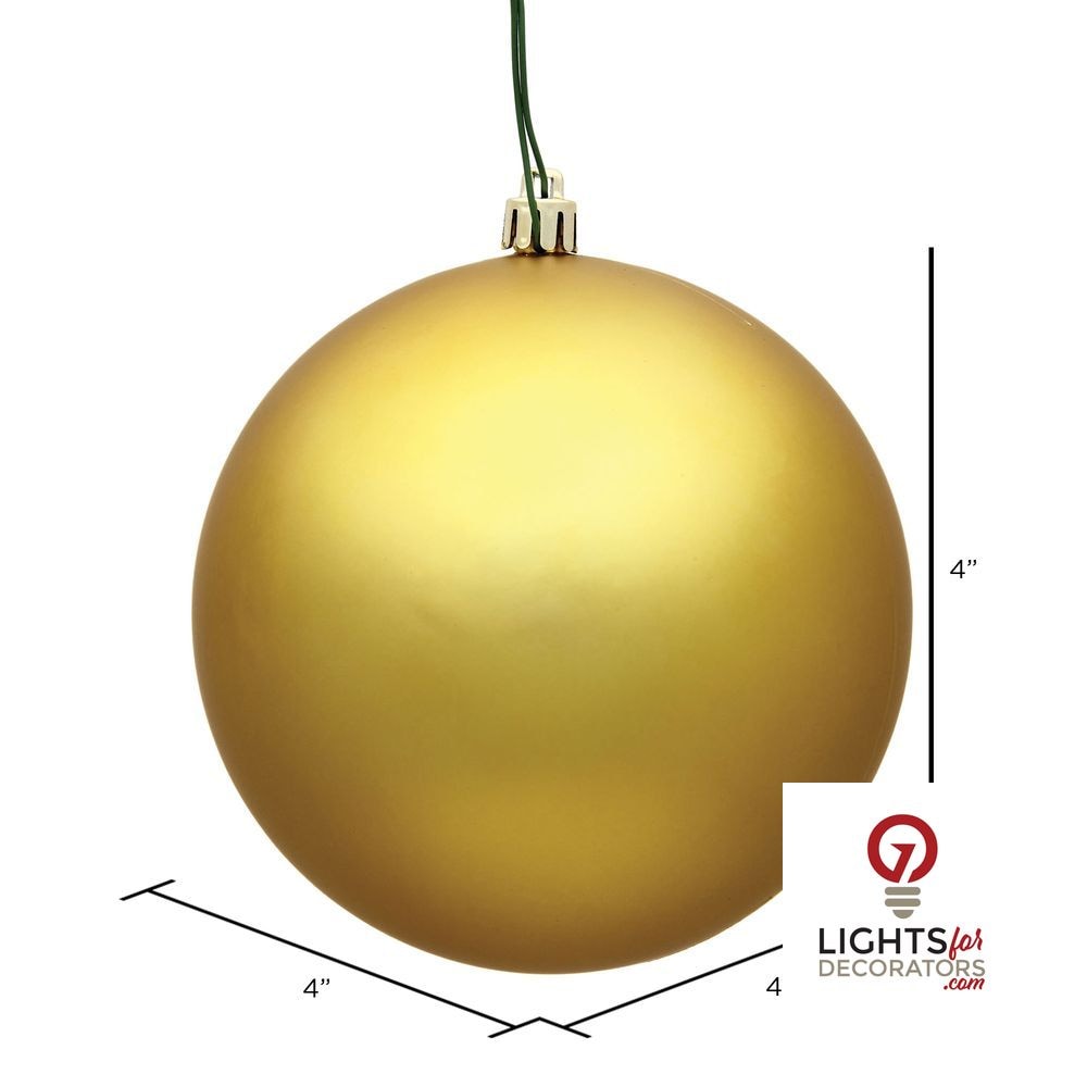 6" Shatterproof Ball Ornament - Gold - Candy - UV Treated - Set of 4 — alternate view