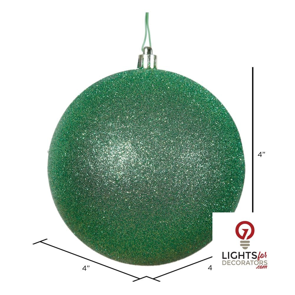 4" Shatterproof Ball Ornament - Green - Sequin - Set of 6 — alternate view