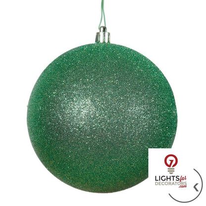4" Shatterproof Ball Ornament - Green - Sequin - Set of 6 — alternate view