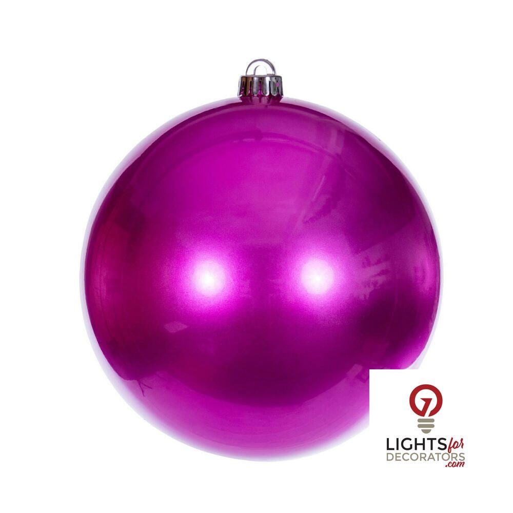 6" Shatterproof Ball Ornament - Hot Pink - Shiny - UV Treated - Set of 4