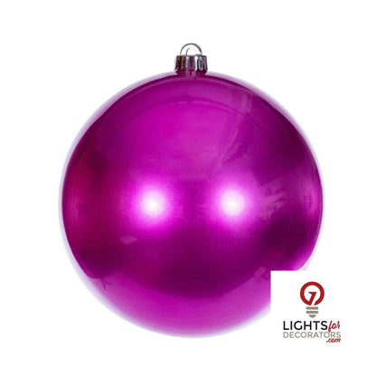 6" Shatterproof Ball Ornament - Hot Pink - Shiny - UV Treated - Set of 4