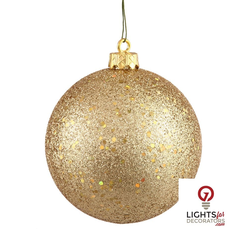 6" Shatterproof Ball Ornament - Gold - Pearl - UV Treated - Set of 4
