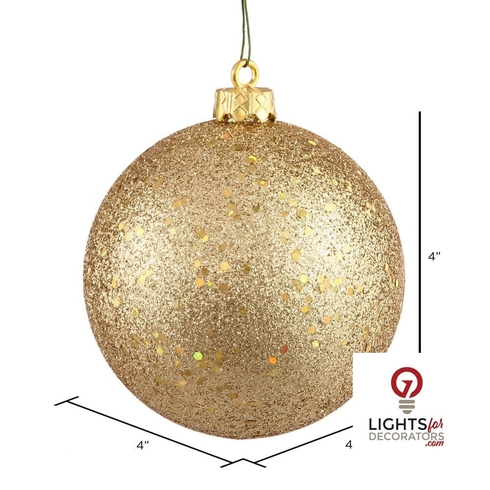 6" Shatterproof Ball Ornament - Gold - Pearl - UV Treated - Set of 4 — alternate view